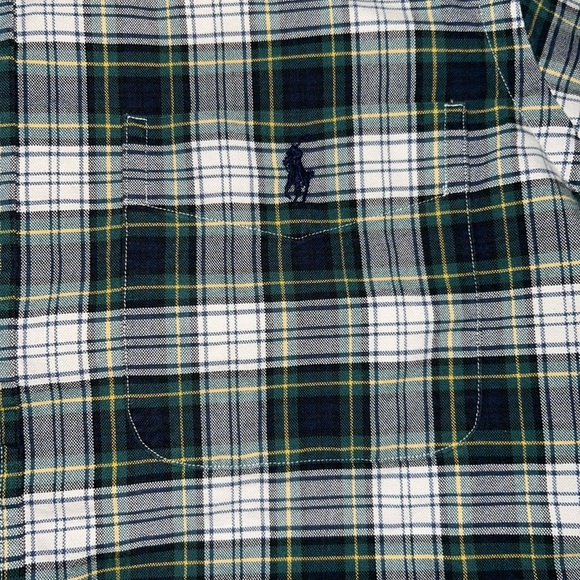 POLO RALPH LAUREN Plaid Button Down Long Sleeve Shirt in Navy/Green Size Medium - Picture 5 of 11